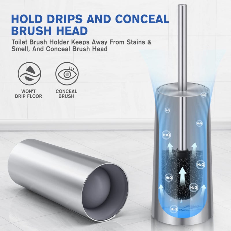 Wsedor Toilet Brush and Holder, Toilet Brush 304 Stainless Steel, Toilet Bowl Brush for Bathroom Toilet-Ergonomic, Elegant,Durable - Image 5